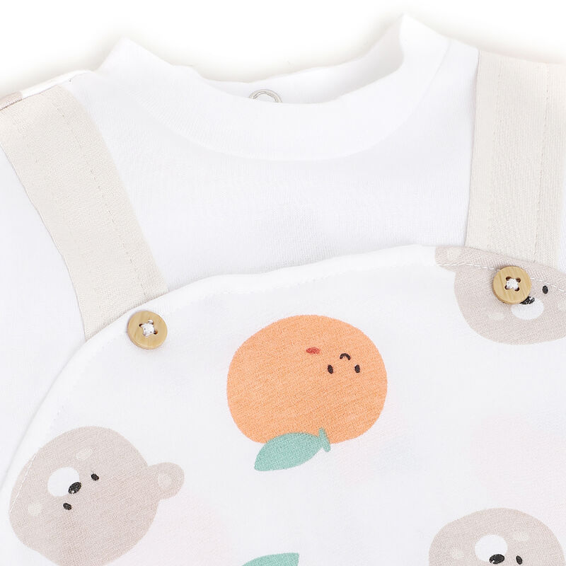 Boys Natural Printed Short Sleeve Rompers image number 2
